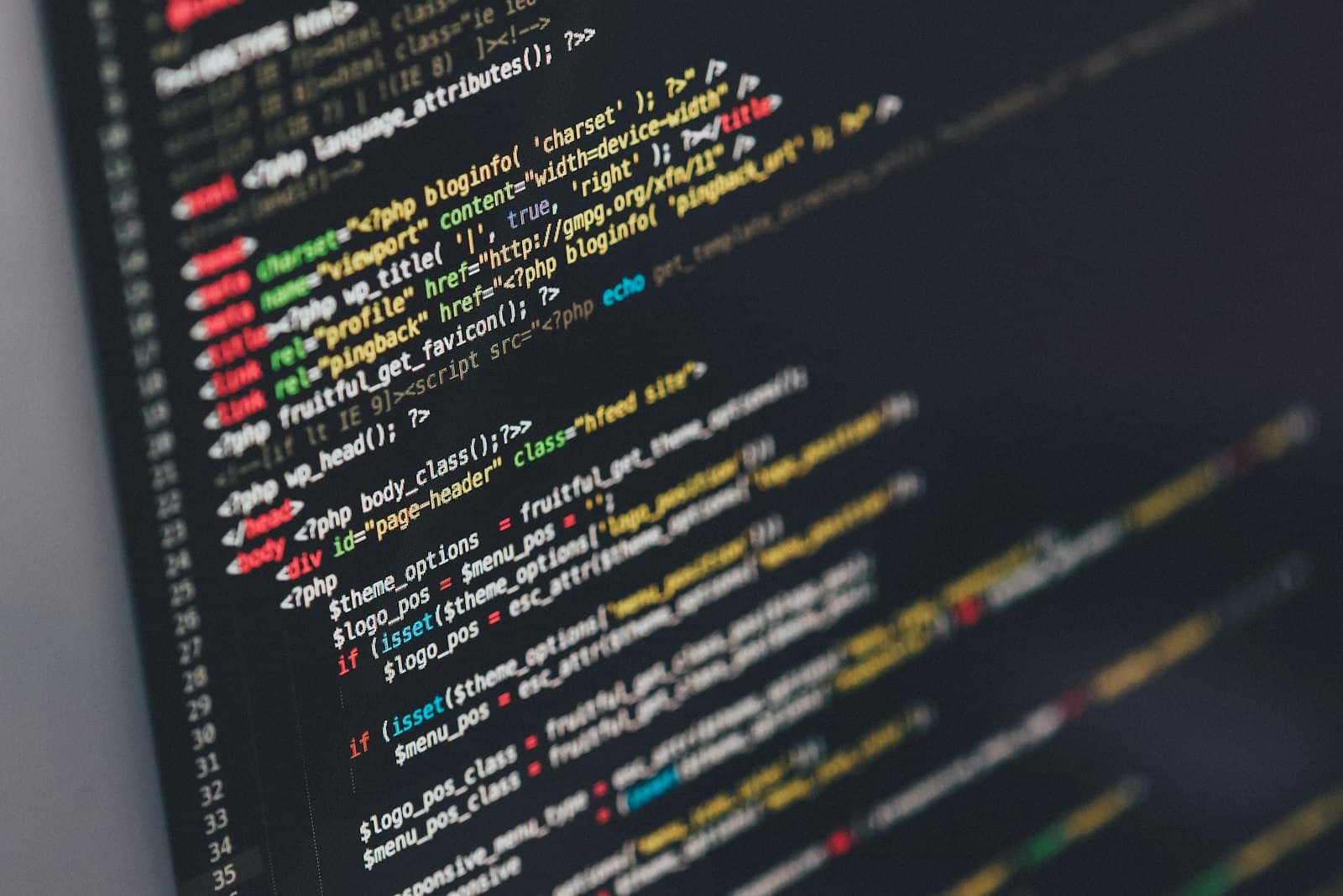 Lines of code on a screen with syntax highlighting