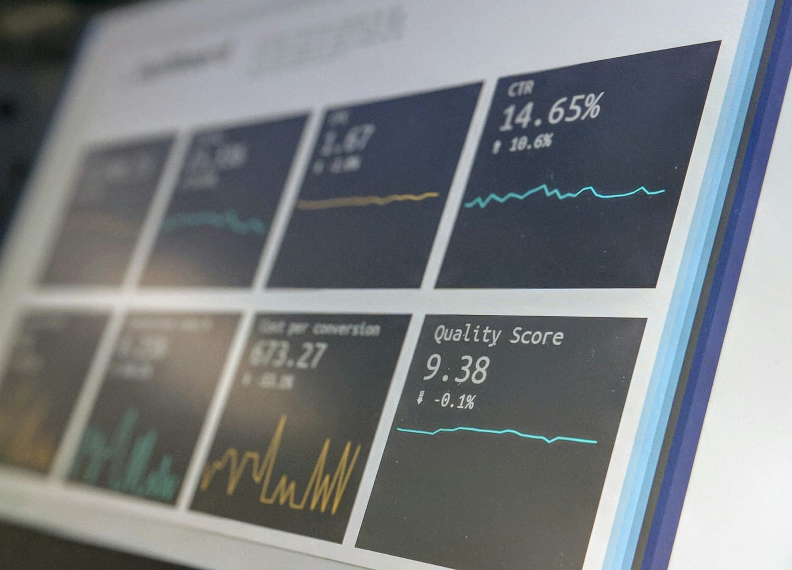 Financial data and charts on a dark screen